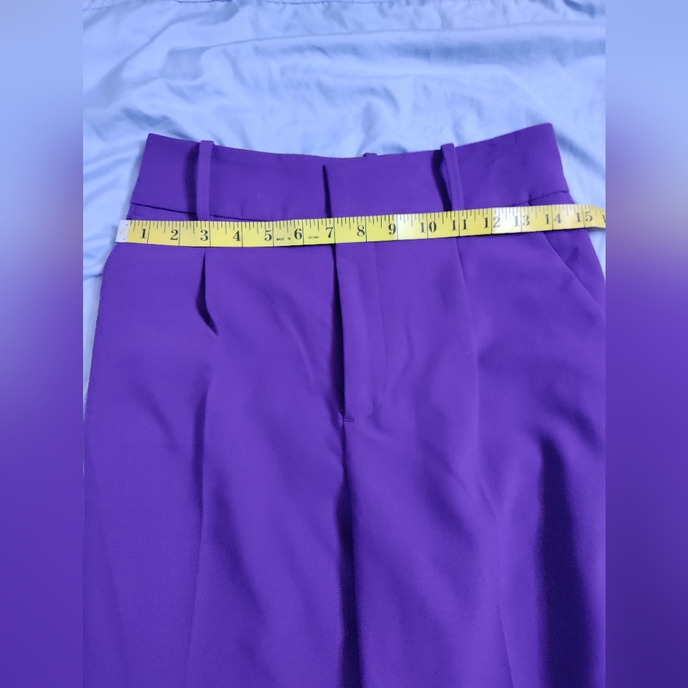 Zara Women's Vibrant Purple Straight Leg Pants - Picture 9 of 10